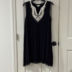 Max Studio Black‎ Sleeveless Dress with Crochet Neckline - Size L